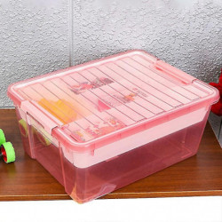 Plastic Storage Box with Divided Tray Large Capacity Transparent Stackable Toy Storage Bin Playroom YGWL