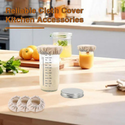 3Pcs Sourdough Starter Jar Cloth Covers Food Grade BPA Free Unbleached Reusable Cloth Covers Kitchen YGWL