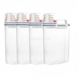 4pcs / pack Distributeur de céréales Boîte de stockage de riz Récipient à mesurer Tasse à mesurer