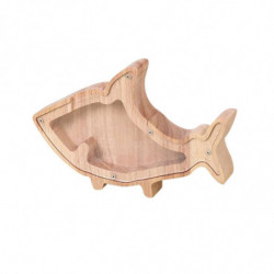 Sharks Solid Wood High-capacity Coin Storage Innovative Transparent Currency And Various Types Of Storage Jars GAO2449