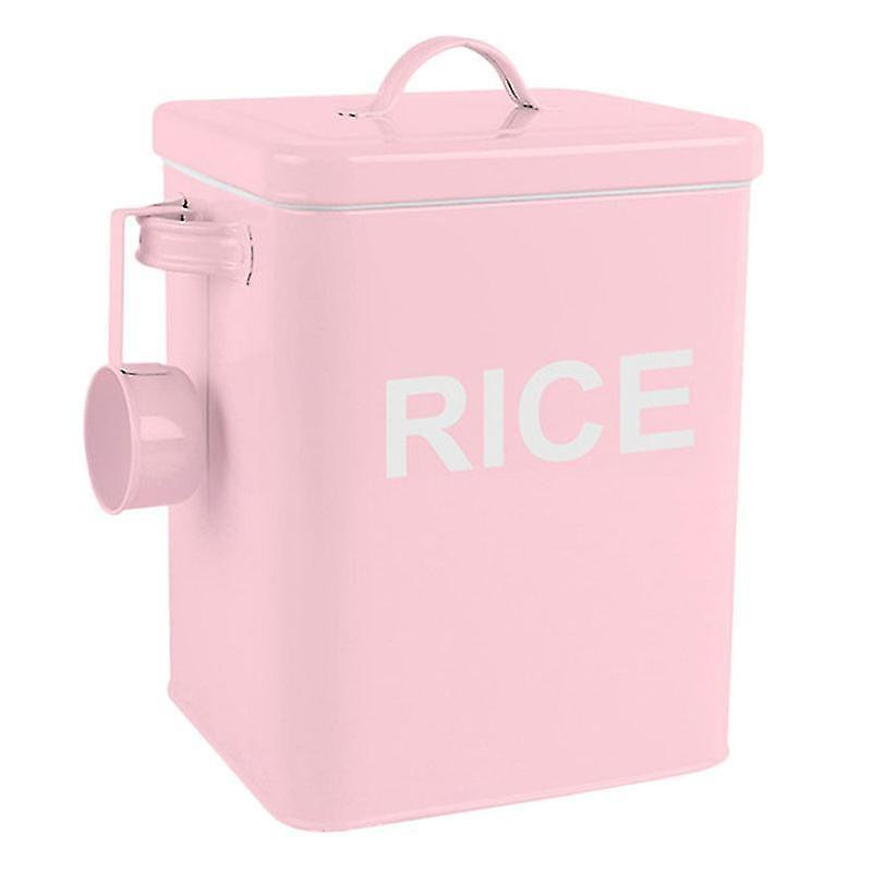 23X18.5cm pink pet food containers 1pc moisture-proof storage can iron rice box rice bucket for home