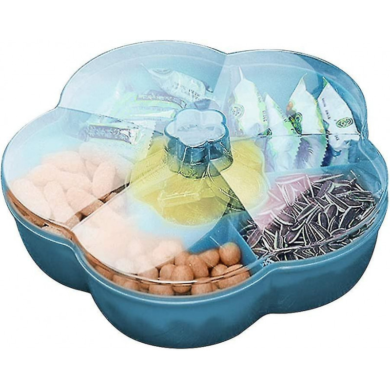Flower Shape Snack Serving Tray Snacks Storage Box With Lid For Food Storage Box, Blue