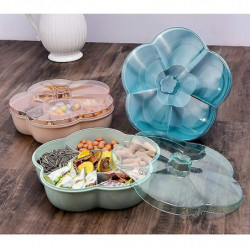 Flower Shape Snack Serving Tray Snacks Storage Box With Lid For Food Storage Box, Blue Flower Shape Snack Serving Tray Snacks Storage Box With Lid For Food Storage Box, Blue