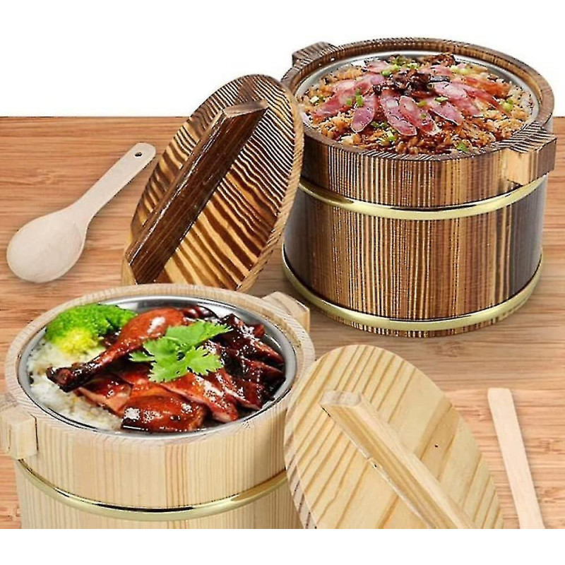 Garder au chaud en bois Seau à riz Bol Sushi Oke Baril de riz avec couvercle Accueil Cuisine Récipient alimentaire [...]