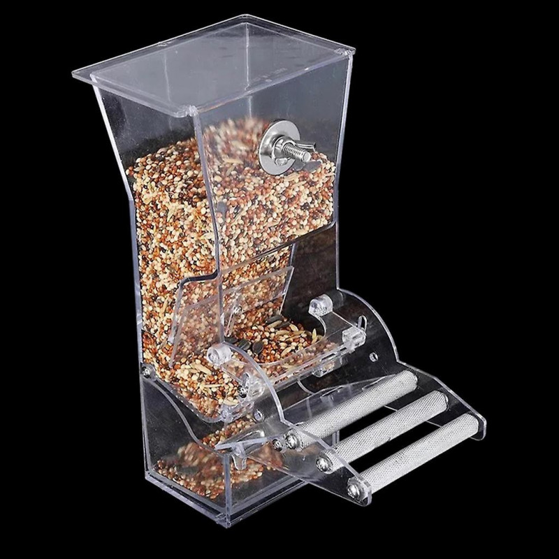 Bird Food Container Clear Food Seed Dispenser Container Set With Perch