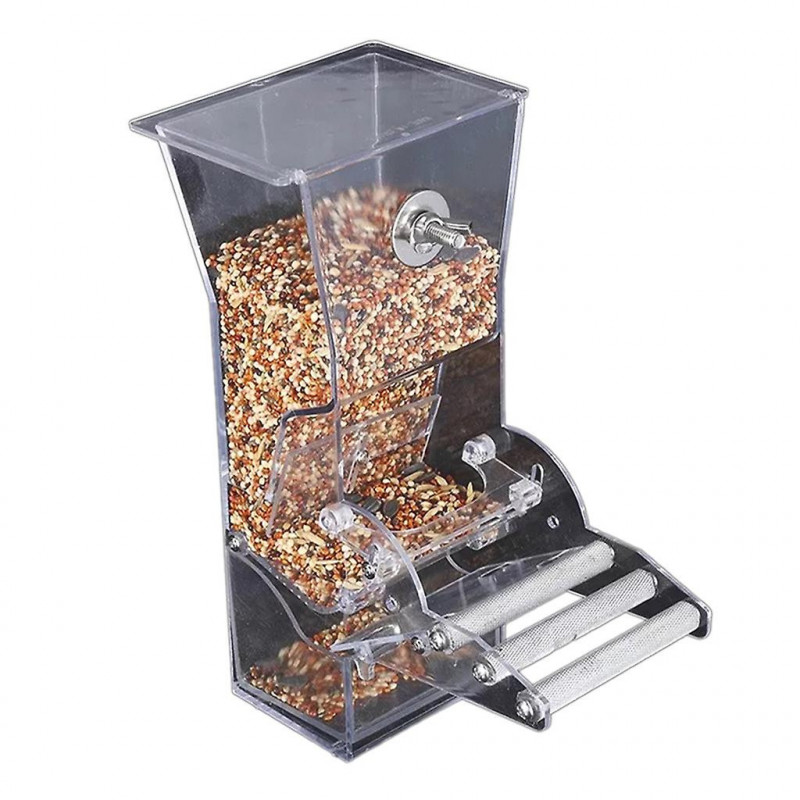 Bird Food Container Clear Food Seed Dispenser Container Set With Perch