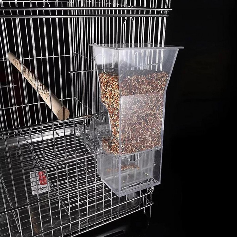 Bird Food Container Clear Food Seed Dispenser Container Set With Perch