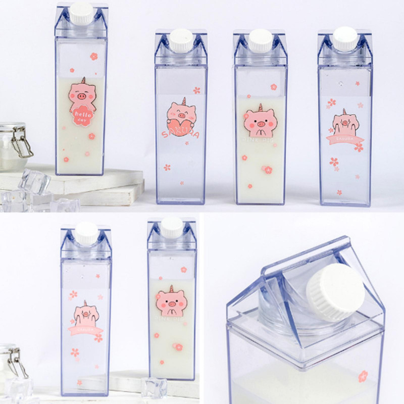 500ml Étanche Extérieur Drinkware Plastique Lait Eau Bouteille Boisson Jus Transparent Transparent Récipient Transparent