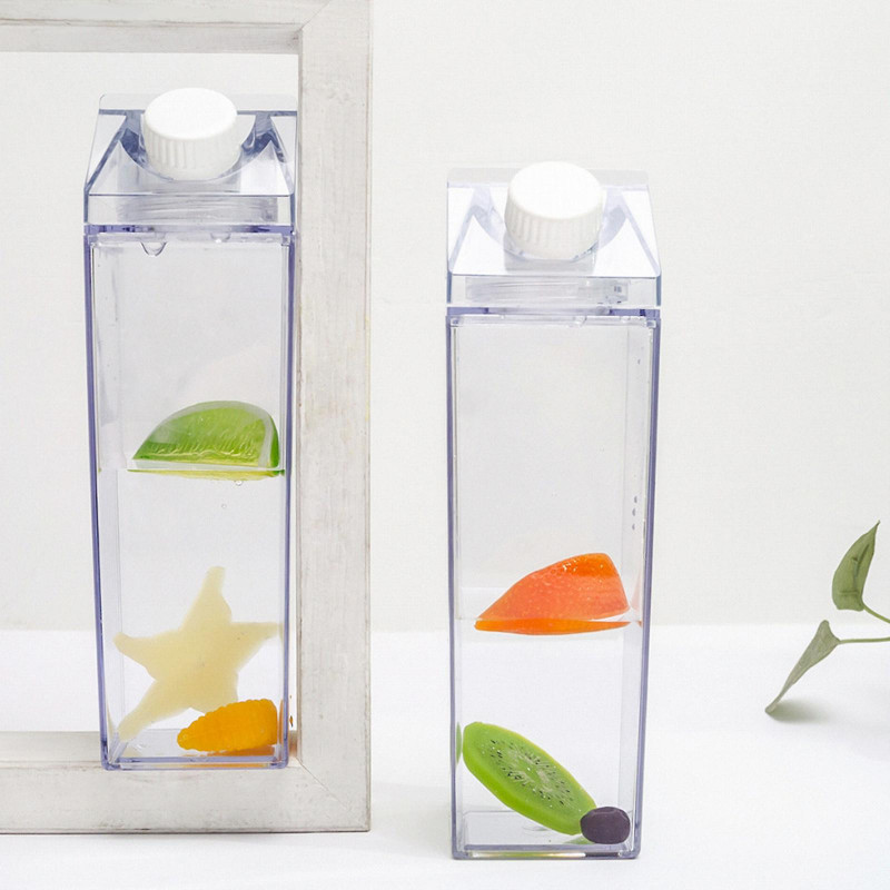 500ml Étanche Extérieur Drinkware Plastique Lait Eau Bouteille Boisson Jus Transparent Transparent Récipient Transparent