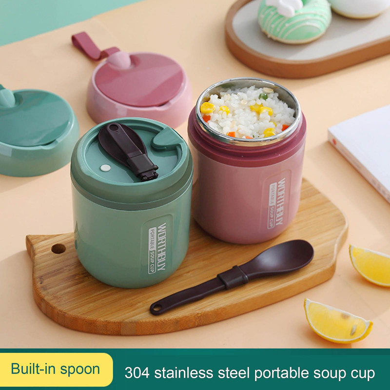 Leak-proof Insulated Hot Milk Cup Food Container For Work Travel 3 Colors Choose
