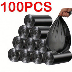 100pcs Black Household Disposable Garbage Bag Kitchen Storage Cleaning Waste Bags Privacy Pet Waste Plastic Bag