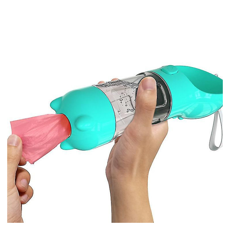5 In 1 Portable Dog Water Bottle Multifunction With Food Box 300ml