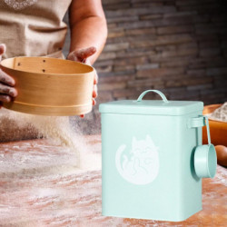 Multipurpose Kitchen Storage Bucket With Scoop Food Storage Bucket For Cereal Rice Flour - White