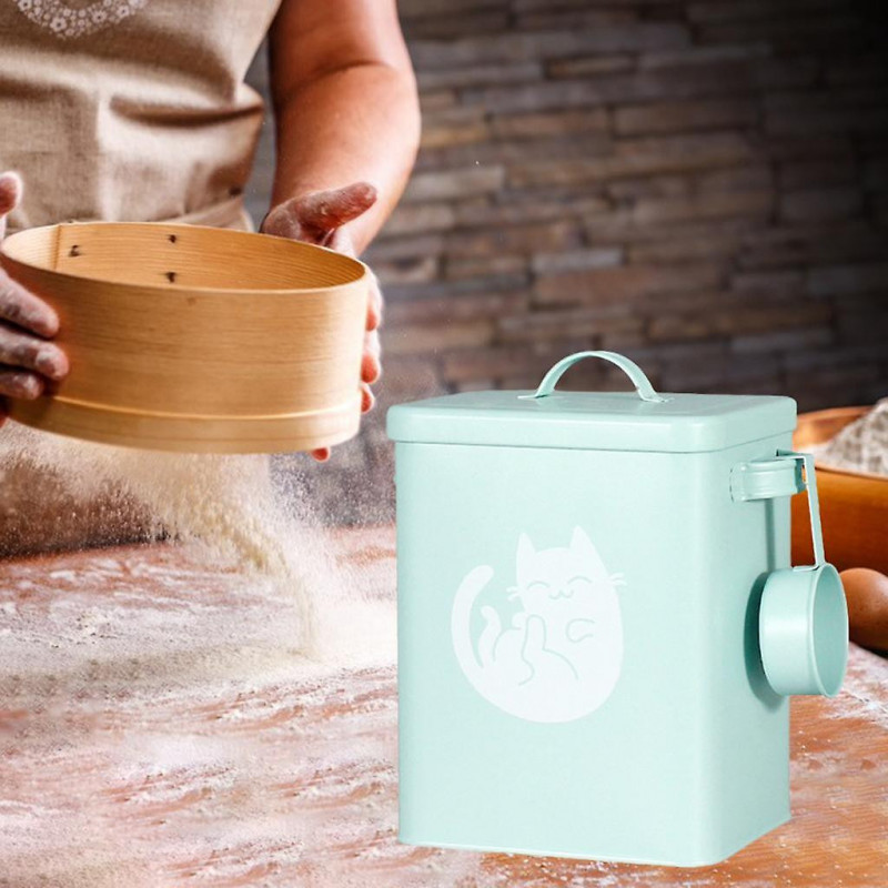 Multipurpose Kitchen Storage Bucket With Scoop Food Storage Bucket For Cereal Rice Flour - White