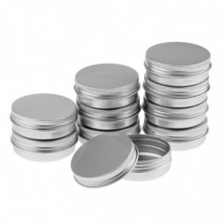 10 boîtes de conserve en aluminium vides avec couvercles à vis Boîte Récipient Pot Top Rond 40g 1.4oz