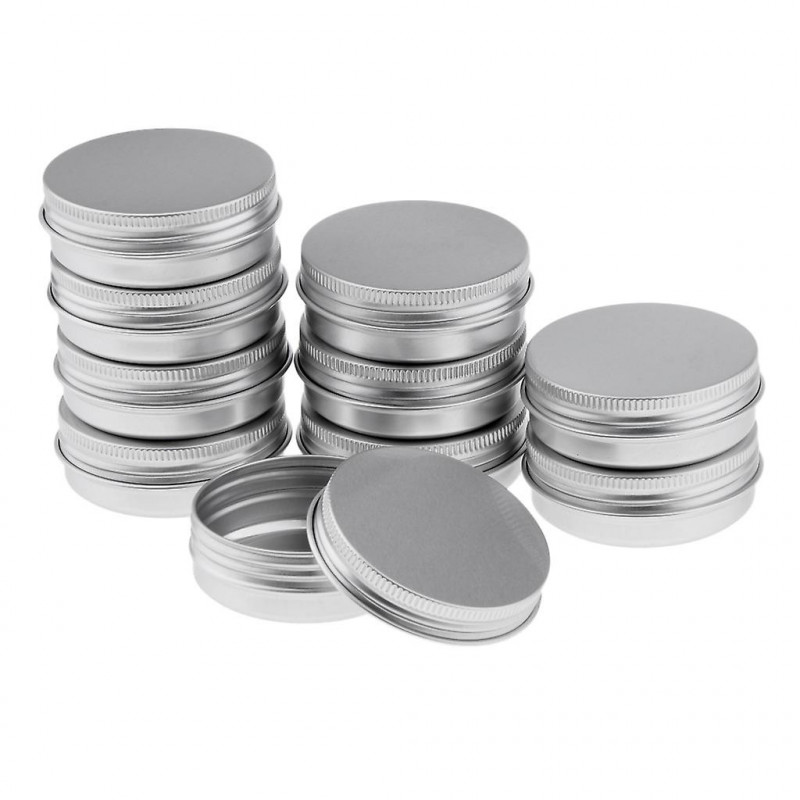 10 boîtes de conserve en aluminium vides avec couvercles à vis Boîte Récipient Pot Top Rond 40g 1.4oz
