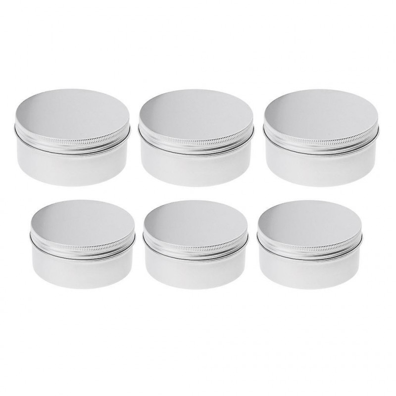 6 Pieces Aluminium Lip Balm Empty Pot Jar Tin Container Box With Screw Lid
