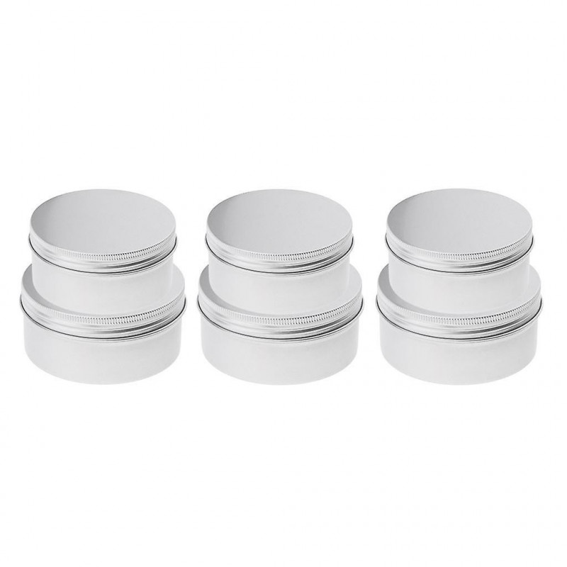 6 Pieces Aluminium Lip Balm Empty Pot Jar Tin Container Box With Screw Lid