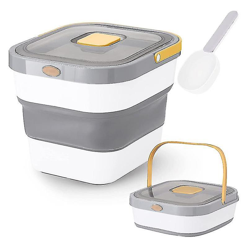 Rice Food Container, Foldable Tight 15 Lb Pet Treat Containers Dispenser With Lid Loc Scoop