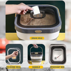 Rice Food Container, Foldable Tight 15 Lb Pet Treat Containers Dispenser With Lid Loc Scoop Rice Food Container, Foldable Tight 15 Lb Pet Treat Containers Dispenser With Lid Loc Scoop
