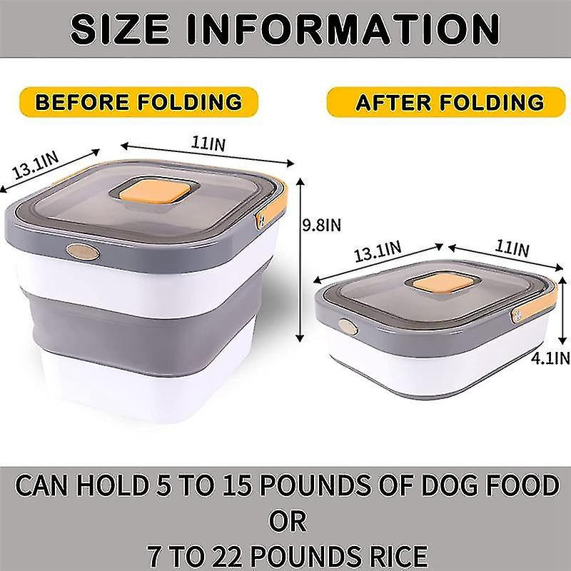 Rice Food Container, Foldable Tight 15 Lb Pet Treat Containers Dispenser With Lid Loc Scoop