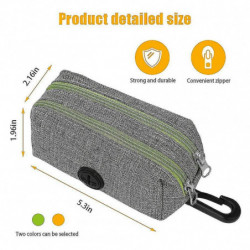 Dog Poop Bag Holder Pet Litter Bag Dispenser With 2 Zippers, Spring Fasteners And Durable (2 Pieces) Grey