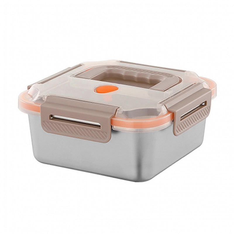 Portable Crisper Box with Handle Stainless Steel Food Container Stackable Large Fresh-Keeping Box