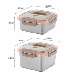 Portable Crisper Box with Handle Stainless Steel Food Container Stackable Large Fresh-Keeping Box