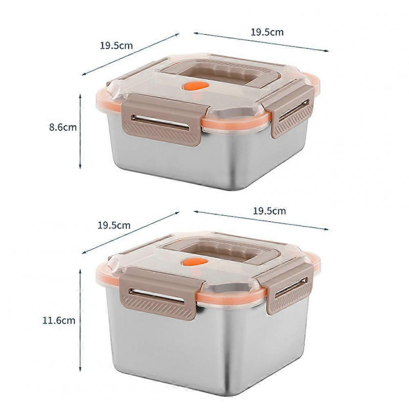 Portable Crisper Box with Handle Stainless Steel Food Container Stackable Large Fresh-Keeping Box