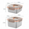 Portable Crisper Box with Handle Stainless Steel Food Container Stackable Large Fresh-Keeping Box