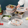Portable Crisper Box with Handle Stainless Steel Food Container Stackable Large Fresh-Keeping Box