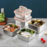 Portable Crisper Box with Handle Stainless Steel Food Container Stackable Large Fresh-Keeping Box