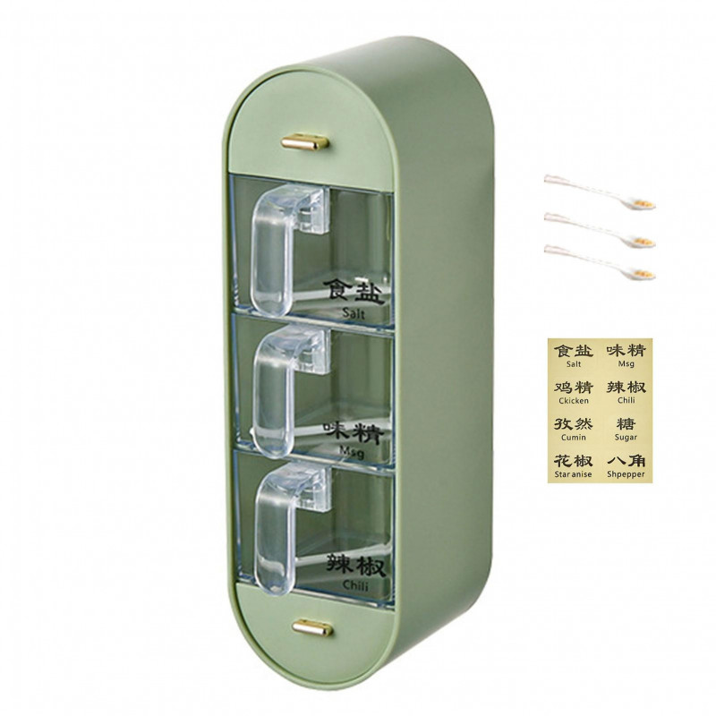 Seasoning Container Sealed Grid Design No Punching With Handle Integrated Dustproof Pp Material Wall Mounted [...]