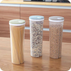 3Pcs Tall Food Storage Box Spaghetti Noodles Container Grain Cereal Jar Airtight Leak
