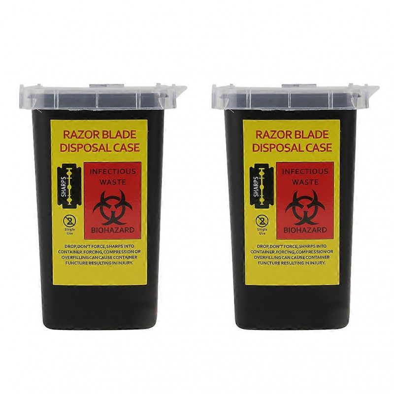 2Pcs Shaving Blades Storage Boxes Portable Waste Shaving Blades Container Black