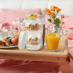 Récipient d’avoine hermétique de grande capacité avec marques de mesure, pots Mason Pots d’avoine de nuit avec [...]