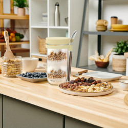 Récipient d’avoine hermétique de grande capacité avec marques de mesure, pots Mason Pots d’avoine de nuit avec [...]