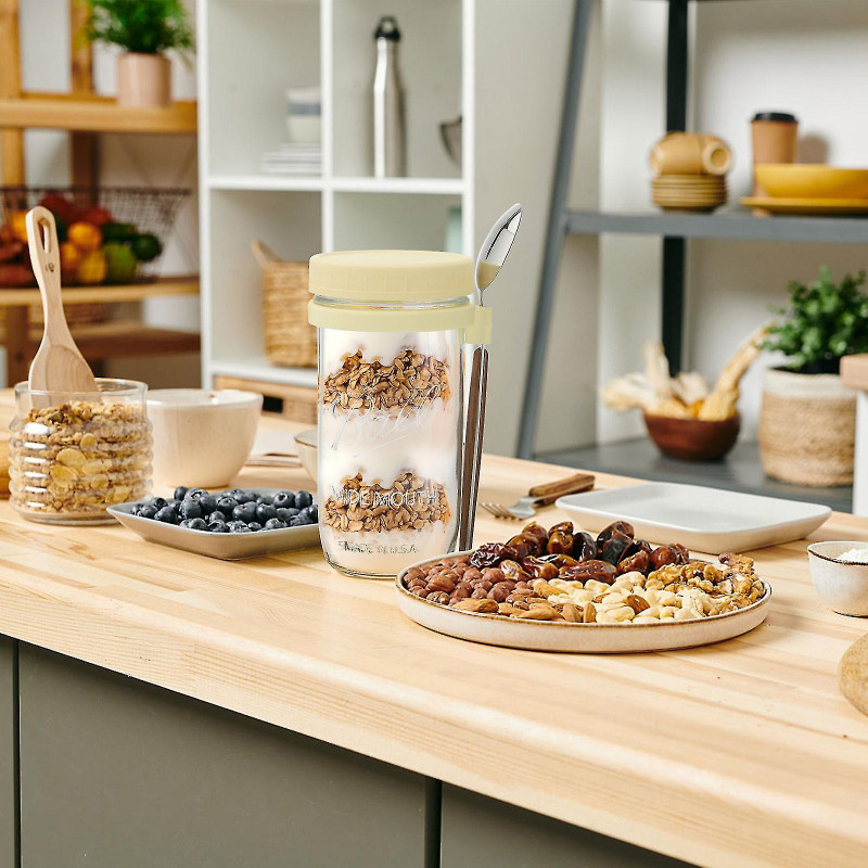 Récipient d’avoine hermétique de grande capacité avec marques de mesure, pots Mason Pots d’avoine de nuit avec [...]