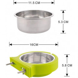 Feeding Bowl for Cages Pet Hanging Removable Cage Stainless Steel Food Water BowlsGreen