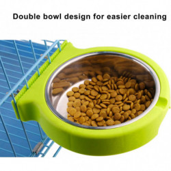 Feeding Bowl for Cages Pet Hanging Removable Cage Stainless Steel Food Water BowlsGreen Feeding Bowl for Cages Pet Hanging Removable Cage Stainless Steel Food Water BowlsGreen