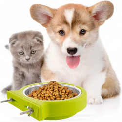 Feeding Bowl for Cages Pet Hanging Removable Cage Stainless Steel Food Water BowlsGreen Feeding Bowl for Cages Pet Hanging Removable Cage Stainless Steel Food Water BowlsGreen