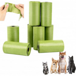 8 Rolls Biodegradable Pet Waste Bags, 15 Pieces Per Roll, Outdoor Litter Bags, Green