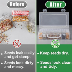 48 Slots Seed Storage Organizer In 2 Sizes With Label Stickers, Durable Portable Seed Container Box