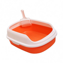 Open Box Toilet Pet Container Bedpan with Kitten Orange
