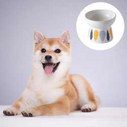 Pet Ceramic Bowl Tall Cat Food Bowl Water Bowl Creative Pattern