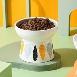 Pet Ceramic Bowl Tall Cat Food Bowl Water Bowl Creative Pattern
