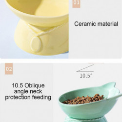 Pet Dog Bowl Cat Food Oblique Mouth Bowl Ceramic High Foot Protection Cervical Vertebra