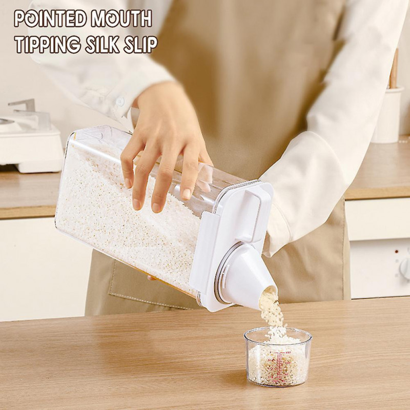 Transparent Grain Storage Box With Measuring Cup Durable Moisture-proof Sealing Cans For Cereal Mung Beans Transparent Grain Storage Box With Measuring Cup Durable Moisture-proof Sealing Cans For Cereal Mung Beans