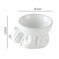 Pet Bowl Dog Bowl High Foot Oblique Mouth Protection Spine Creative Cartoon O