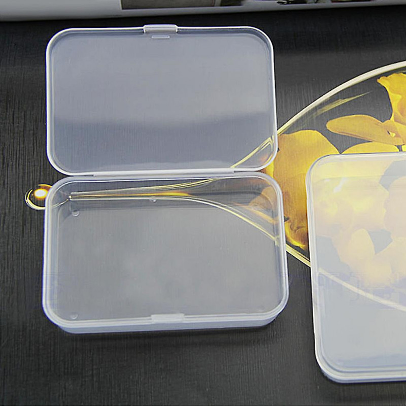 2pc Clear Plastic With Lid Small Storage Box Collection Container